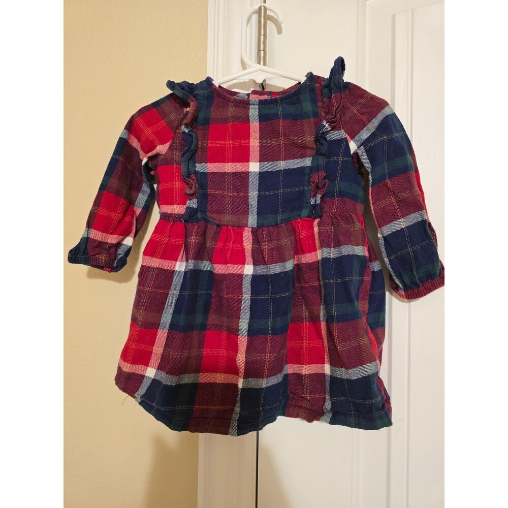 Carters Red Plaid Dress 12m Worn 1x